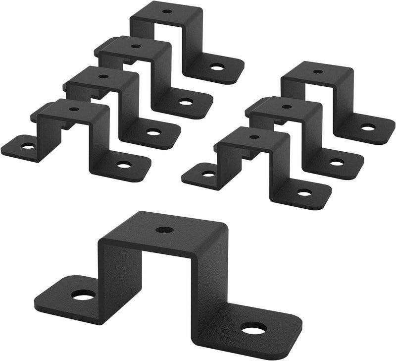 Wpbhk 8 Pcs Square Tube Strap Clamp, 1"x1" Strap Post Ties, Black Deck Fence Post Tie Bracket U-Shaped Pipe Clamp Bracket - Image 1